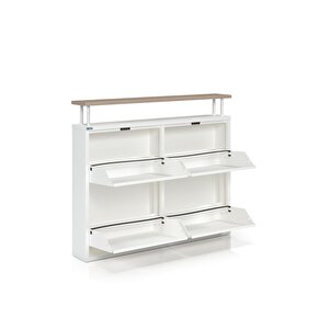 Ceha Tablalı 4'lü Metal Ayakkabılık - Beyaz