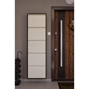5'li Metal Ayakkabılık - Kahverengi/krem