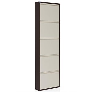 5'li Metal Ayakkabılık - Kahverengi/krem