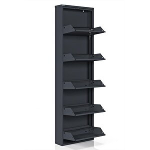 Kilitli 5'li Metal Ayakkabılık - Antrasit