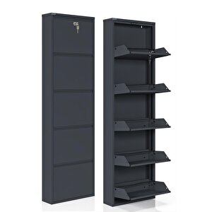 Ceha Kilitli 5'li Metal Ayakkabılık - Antrasit