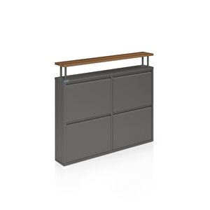 Tablalı 4'lü Metal Ayakkabılık - Füme