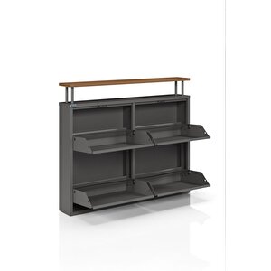 Ceha Tablalı 4'lü Metal Ayakkabılık - Füme