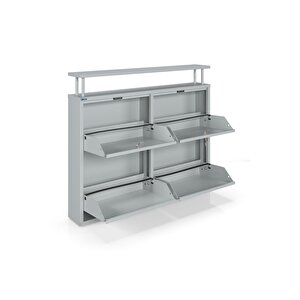 Ceha Kilitli Tablalı 4'lü Metal Ayakkabılık - Gri