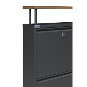 Ceha Kilitli Tablalı 4'lü Metal Ayakkabılık - Siyah