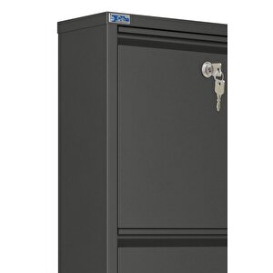 Ceha Kilitli 4'lü Metal Ayakkabılık - Füme