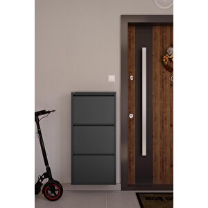 3'lü Metal Ayakkabılık - Füme
