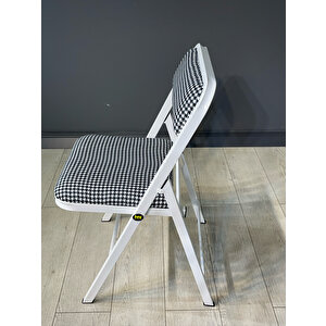 Aras 4 Kişilik Yuvarlak Mutfak Yemek Masası Takımı 4+1 Beyaz Kazayağı Kumaş 80 Cm