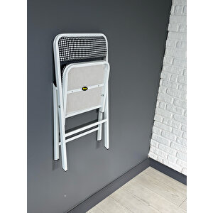 Aras 4 Kişilik Yuvarlak Mutfak Yemek Masası Takımı 4+1 Beyaz Kazayağı Kumaş 80 Cm