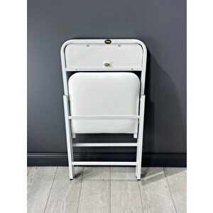 Aras 4 Kişilik Yuvarlak Mutfak Yemek Masası Takımı 4+1 Beyaz Deri 80 Cm