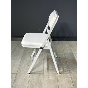 Mercan 2 Kişilik Yuvarlak Mutfak Yemek Masası Takımı 2+1 Beyaz Deri 60 Cm