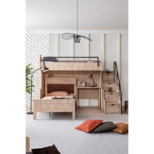 Ranza, Polo Çift Kişilik Çalışma Masalı Ceviz Ranza + 2 Adet Comfort Yatak
