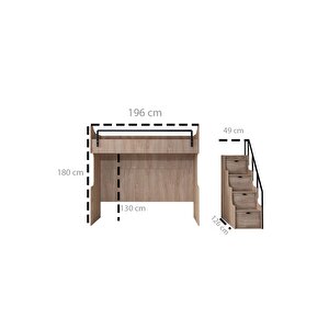 Ranza, Polo Çift Kişilik Çalışma Masalı Ceviz Ranza + 2 Adet Comfort Yatak