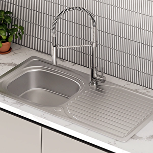 Bella Damlalıklı Paslanmaz Çelik Mutfak Eviyesi 75x45cm Evye Sağ Damlalıklı