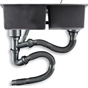 Multitop Çift Göz Paslanmaz Çelik Mutfak Eviyesi Inoks Renk 76x45cm -2 Göz Evye