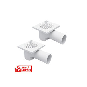 2’li Paket Plastik Yer Sifonu 10x10 Cm Kare Izgaralı – 50 Mm Yandan Çıkışlı Abs Plastik Yer Süzgeci