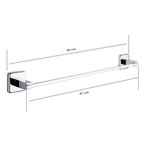 Kare Plus Uzun Havluluk Banyo Havlu Askısı Krom Paslanmaz 71746
