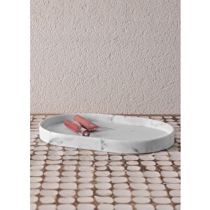 Marble Banyo Tepsisi Beyaz 30x20x3 Cm