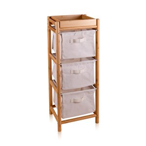Bambu 3 Bez Çekmeceli Düzenleyici Dolap Raf 90x35x30 Cm