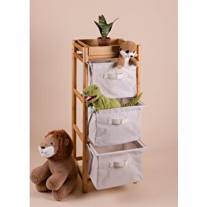 Bambu 3 Bez Çekmeceli Düzenleyici Dolap Raf 90x35x30 Cm