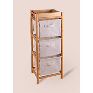 The Mia Bambu 3 Bez Çekmeceli Düzenleyici Dolap Raf 90x35x30 Cm