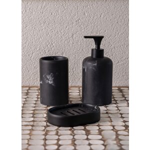 Marble Banyo Seti Siyah Siyah 3 Parça
