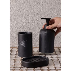 Marble Banyo Seti Siyah Siyah 3 Parça