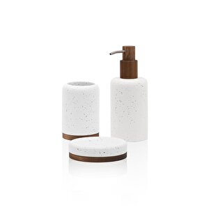 Travertine Banyo Seti Beyaz 3 Parça