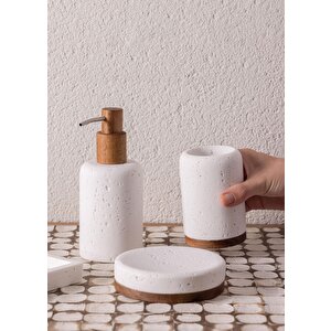 Travertine Banyo Seti Beyaz 3 Parça