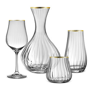 Crystal-x Gold 37 Parça 12 Kişilik Su Seti