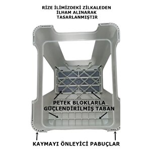 Çelik Ayna Zilkale Büyük Boy Çift Katlı Basamak Çok Amaçlı Dayanıklı Tabure Beyaz+ Mavi-254