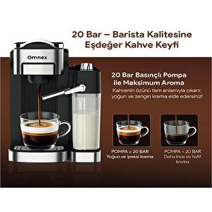 Ox-pro2 Kapsül Ve Öğütülmüş Kahve Espresso Makinesi 20 Bar Basınç Süt Köpürtücü Latte & Cappuccino
