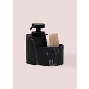 The Mia Marble Süngerli Sıvı Sabunluk Siyah 400 Ml