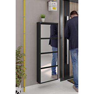 4'lü Metal Ayakkabılık - Siyah/aynalı