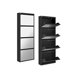 Ceha 4'lü Metal Ayakkabılık - Siyah/aynalı