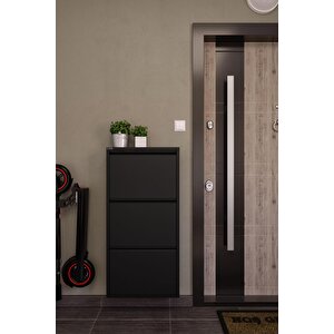 3'lü Metal Ayakkabılık - Siyah