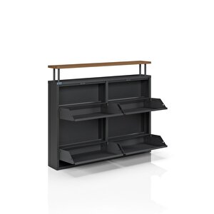 Ceha Tablalı 4'lü Metal Ayakkabılık - Siyah