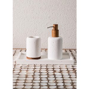 Travertine Banyo Tepsisi Beyaz 28x16x3 Cm