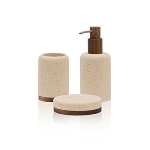 Travertine Banyo Seti Bej 3 Parça