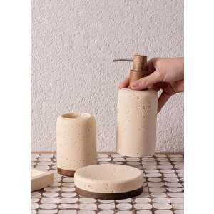 The Mia Travertine Banyo Seti Bej 3 Parça