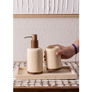 Travertine Banyo Tepsisi Bej 28x16x3 Cm