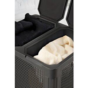 Sy-4632 Smart Duo İki Bölmeli Kirli Çamaşır Sepeti 84 Litre Antrasit