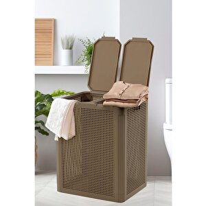 Sy-4632 Smart Duo İki Bölmeli Kirli Çamaşır Sepeti 84 Litre Kahverengi