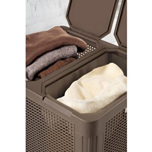 Sy-4632 Smart Duo İki Bölmeli Kirli Çamaşır Sepeti 84 Litre Kahverengi
