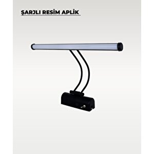 Şarjlı Siyah Flüt Aplik 3200k Sarı Işık – Elektrik Gerektirmez