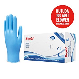 Beybi Nitril Pudrasız Mavi Muayene Eldiveni 100' Lü Paket Large L