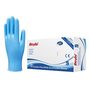 Beybi Nitril Pudrasız Mavi Muayene Eldiveni 100' Lü Paket Small Mavi