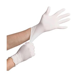 Beybi Lateks Pudralı Beyaz Muayene Eldiveni 100' Lü 20 Paket Small S