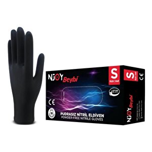 Beybi Njoy Nitril Siyah Pudrasız Eldiven 100' Lü Paket Small Siyah