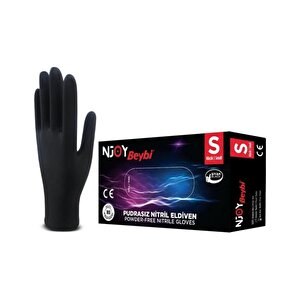 Beybi Njoy Nitril Siyah Pudrasız Eldiven 100' Lü Paket Small Siyah